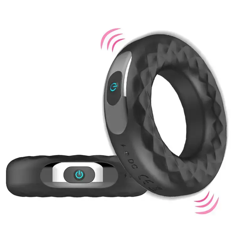 Black Silicone USB Rechargeable Vibrating Cock Ring with 10 Speeds