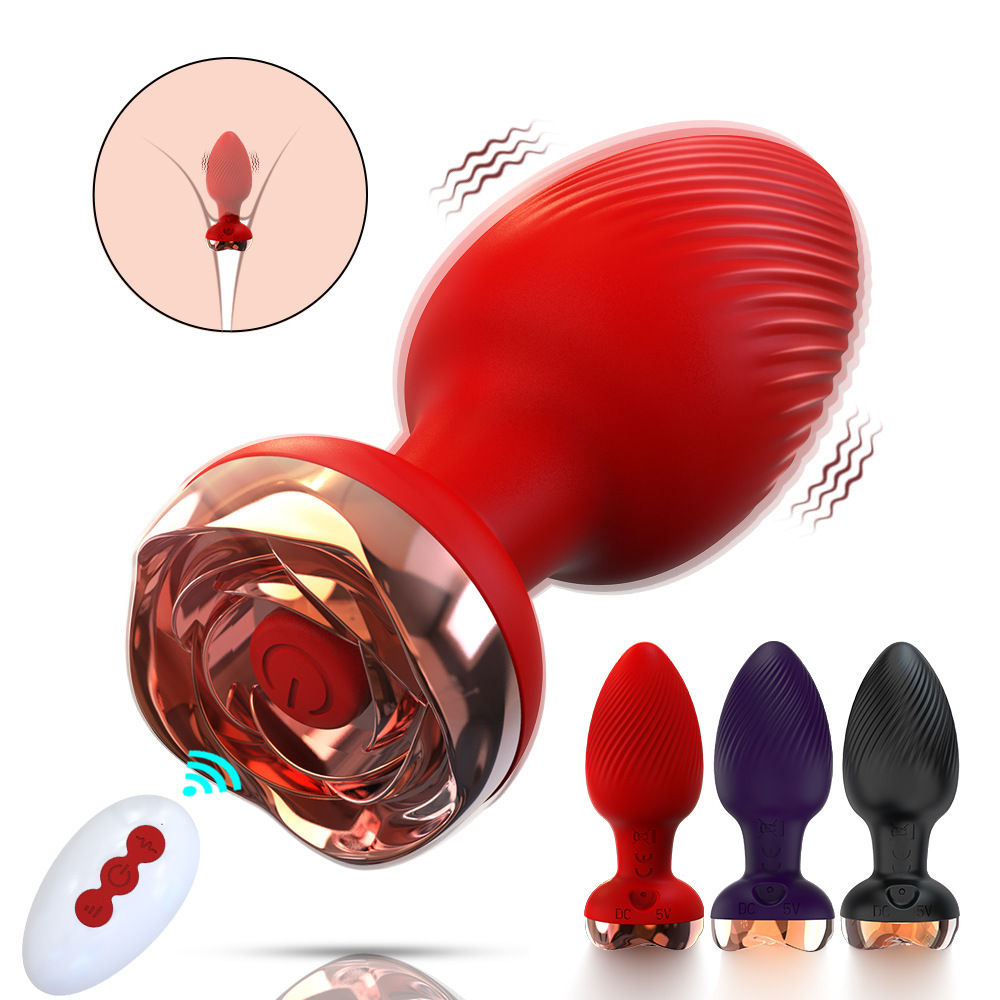 Vibrating Rose Butt Plug with Wireless Remote
