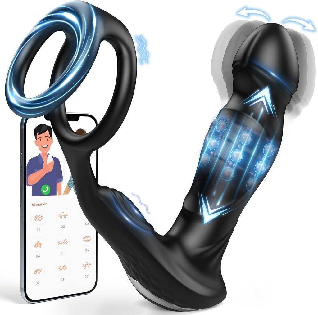 Dual Cock-Ring Thrusting Prostate Massager (App-Enabled)