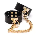 Luxury Faux Leather Cuffs with Gold Chain
