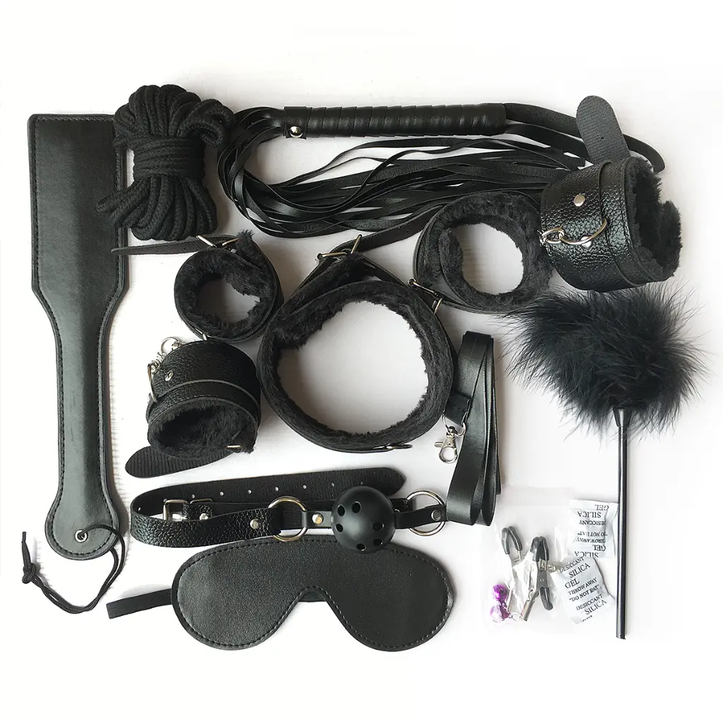 10-Piece Faux Leather BDSM Kit with Accessories