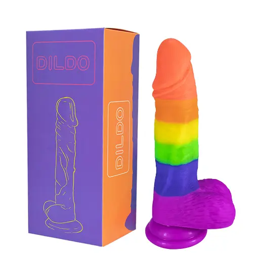 [XD303] Rainbow Silicone Dildo with Suction Base
