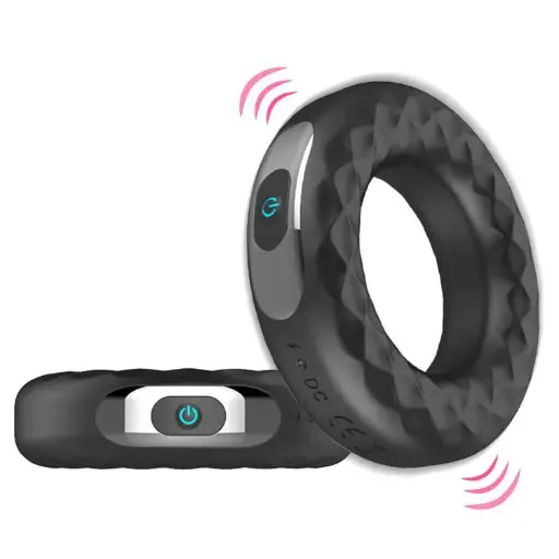 [XF338] Black Silicone USB Rechargeable Vibrating Cock Ring with 10 Speeds