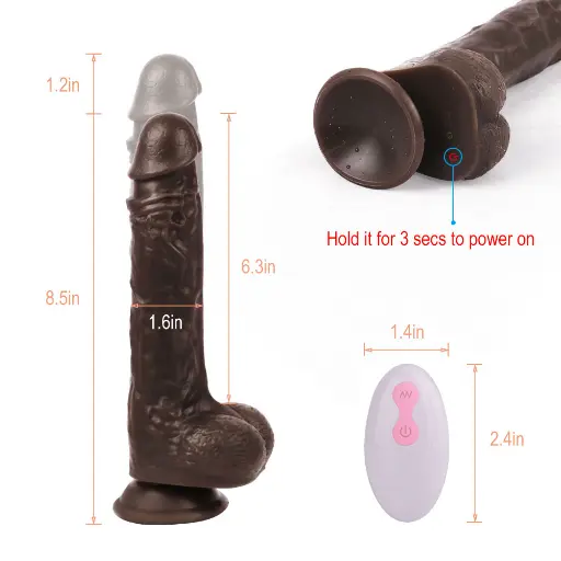 [XD887] Black Realistic Thrusting Heating Dildo with 10 Speeds