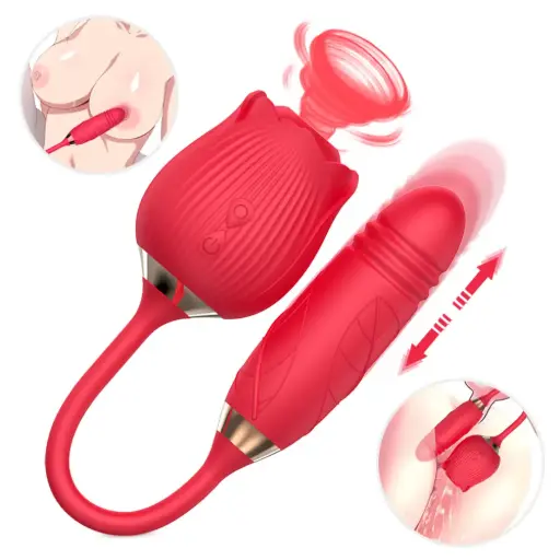 [XA122] Rose Suction Vibrator with Thrusting Bullet